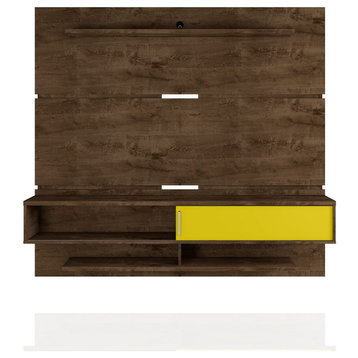 Astor 70.86 Floating Entertainment Center, Rustic Brown and Yellow