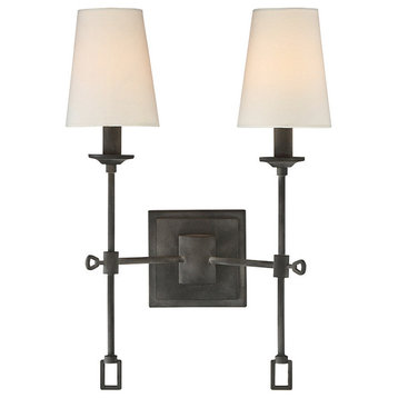 Lorainne 2 Light Sconce, Oxidized Black