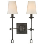 Savoy House - Lorainne 2 Light Sconce, Oxidized Black - This Savoy House Lorainne 2-Light Wall Sconce features a sleek, slim design with square details, fabric shades and an oxidized black finish.