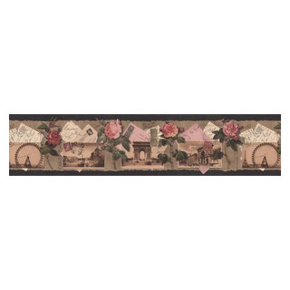 Wallpaper Border - Roses Wallpaper Border, Prepasted - Traditional
