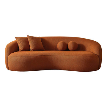 Drake Japandi Style Curvy Boucle 3 Seater Living Room Sofa