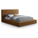 Meridian Furniture - Dorian Upholstered Bed, Saddle, King, Velvet - Add a touch of refined luxury with a modern edge to your bedroom with the Dorian saddle velvet upholstered king bed. The soft velvet upholstery offers a smooth, inviting feel, while the low-profile design adds a contemporary twist. This bed is ideal for creating a chic, serene space to unwind and relax.