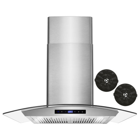 30 in. Ductless Wall Mount Range Hood in Stainless Steel, Soft Touch Controls