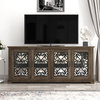 Calidia 68.2" Stone Wide TV Stand Fits TV's up to 75", Knotty Oak With Gray Stone