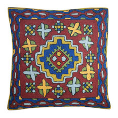 Mogul Interior - Mogul Sofa Cushion Covers  Suzani Embroidered Handmade Indian Toss Pillow Sham - Pillowcases and Shams