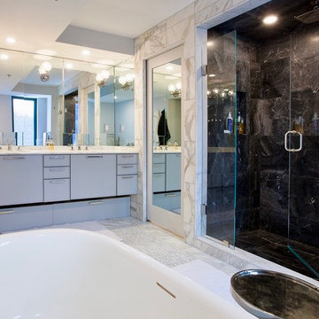 Modern Luxury Master Bath with Large Vanity