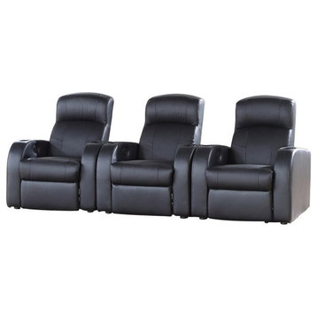 Coaster Cyrus 3-piece Leather Upholstered Recliner Set Black