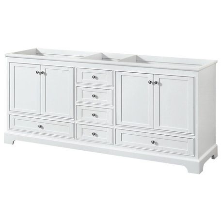 Deborah 80" White Double Vanity, No Countertop, No Sinks, No Mirrors