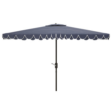 Safavieh Elegant Valance 6.5'x10' Rectangle Umbrella, Navy/White