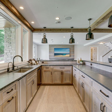 Reclaimed Wood Ceiling Beams in a Rustic Modern Kitchen
