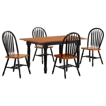 Black Cherry Selections 5 Piece Butterfly Leaf Dining Set With Arrowback Chairs