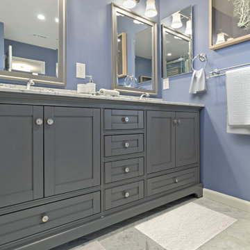 Elegant Marble Bathroom Remodel in Mission Viejo with Bold Color Contrast