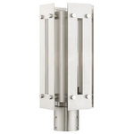 Livex Lighting - Livex Lighting Utrecht 1 Light Brushed Nickel Medium Outdoor Post Top Lantern - Featuring a solid brass frame with a glass cylinder, the Utrecht outdoor post top lantern is ideal for your front walkway or backyard. The brushed nickel finish offers a complimenting counterpart while still keeping the glam factor of the overall fixture.