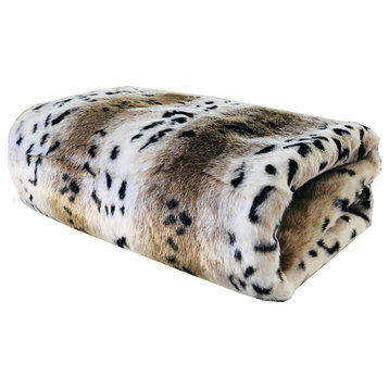 Snow Lynx Faux Fur Luxury Throw