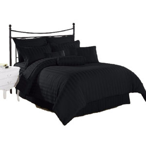 Black Stripe Full Goose Down Comforter 8-Piece Bed In A Bag