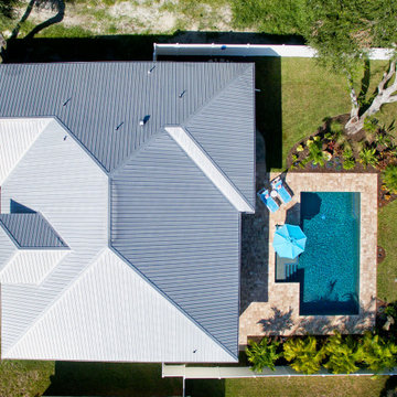 Modern Pool with Advanced LED Lighting and Water Features