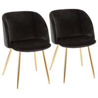 Fran Chair, Gold Metal, Set of 2, Black Velvet