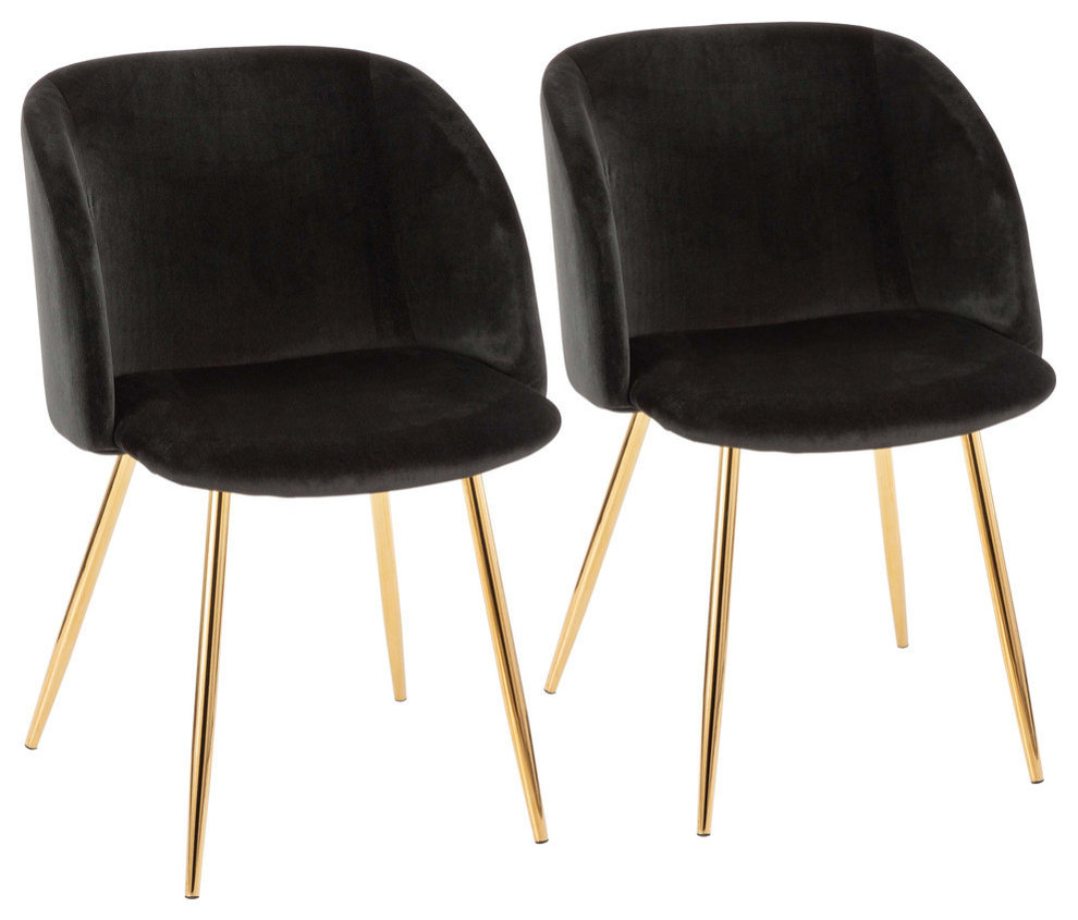 Fran Chair, Gold Metal, Set of 2, Black Velvet