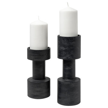 Bolton I Black Metal Table Candle Holders, 2-Piece Set