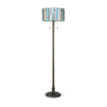 Serena d'italia Contemporary Tiffany 2-Light Blue 58" Bronze Floor Lamp