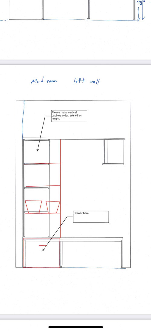 mudroom shelving/cubby dimensions