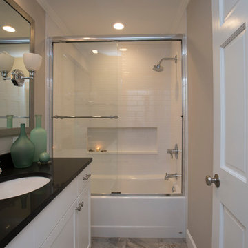Contemporary Grey and White Hall Bathroom
