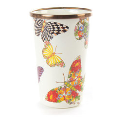Butterfly Garden 10 oz. Enamel Tumbler - White | MacKenzie-Childs - Everyday Glasses