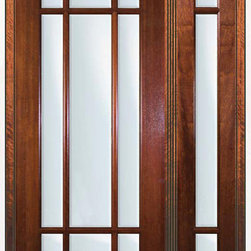 Prehung Patio Sidelite Door 80 Wood Mahogany 9 Lite Marginal - Patio Doors