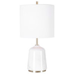 Uttermost - Uttermost Eloise White Marble Table Lamp - This Elegant Table Lamp Showcases A Thick White Marble Base With With Subtle Gray Veining, Accented With Brushed Light Brass Plated Details.  UL approved requires 1 X 100 watt max.