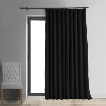 Signature Black Doublewide Blackout Velvet Curtain Single Panel, 100"x96"