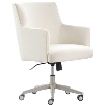 Pemberly Row Modern / Contemporary Home Office Chair Ivory Fabric