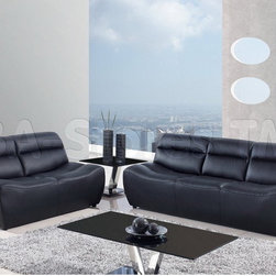 Black Bonded Leather 2 PC Armless Sofa Set (Sofa and Loveseat) - Living Room Furniture Sets