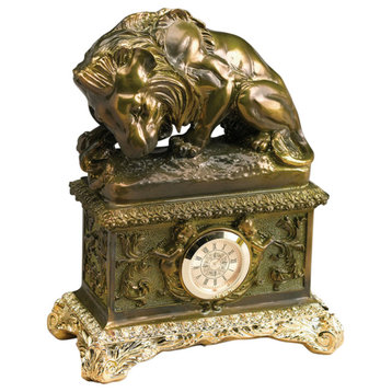 Lion and Snack Clock, Bronze Finish
