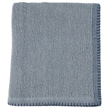 Whipstitch Throw Blanket, 50"x60", Navy Blue