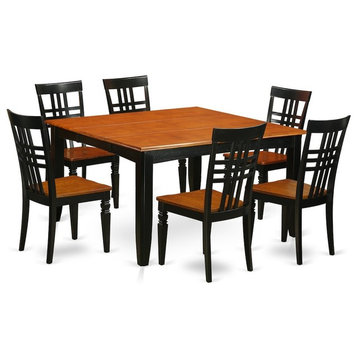 7-Piece Kitchen Table Set With a Table and 6 Kitchen Chairs, Black and Cherry