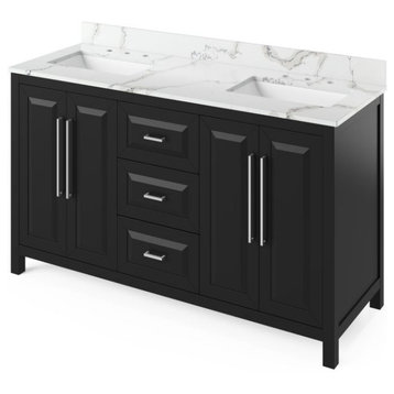 Jeffrey Alexander Cade 60" Black Double Sink Vanity With Quartz Top
