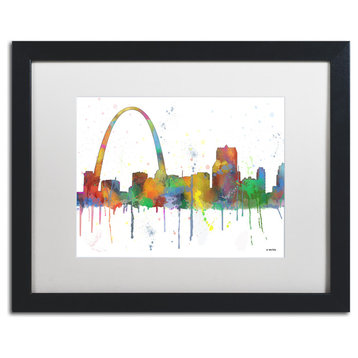 Watson 'Gateway Arch St Louis Skyline' Art, Black Frame, 16"x20", White Matte