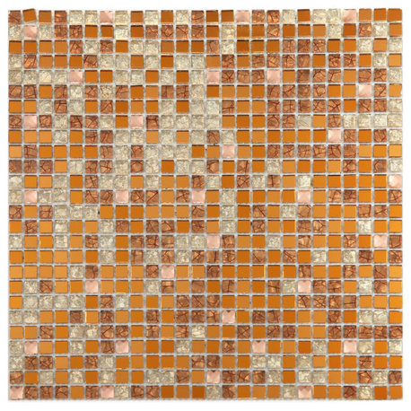 Artistic Jewels Pink Bronze Gold 12x12 Glass Decorative Square Mosaic Tile