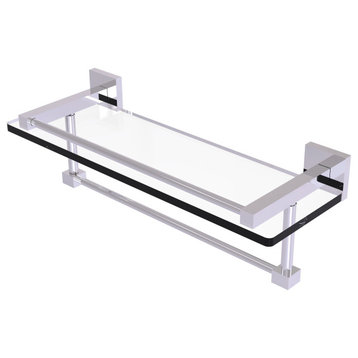 Montero 16" Glass Shelf with Towel Bar, Polished Chrome