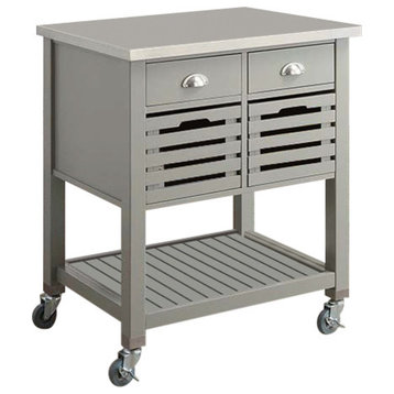 Robbin Gray Wood Kitchen Cart, 30W X 22.05D X 36.02H, Gray