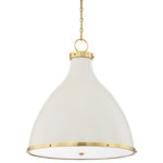 Hudson Valley - Hudson Valley Painted No. 3 3-LT Large Pendant MDS362-AGB/OW, Aged Brass/White - This 3-LT Large Pendant from Hudson Valley has a finish of Aged Brass/Off White and fits in well with any Industrial style decor.