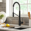 Oletto Commercial Pull-Down 1-Hole Kitchen Faucet, Matte BLK