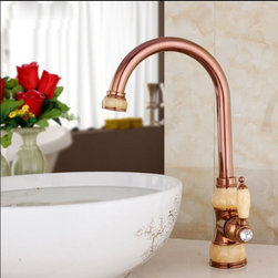 Tall Rose Gold Single Handle Brass Marble Designer Kitchen Faucet - Kitchen Faucets