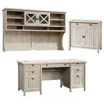 Home Square 3-Piece Set with Executive Desk Large Hutch & Accent Chest