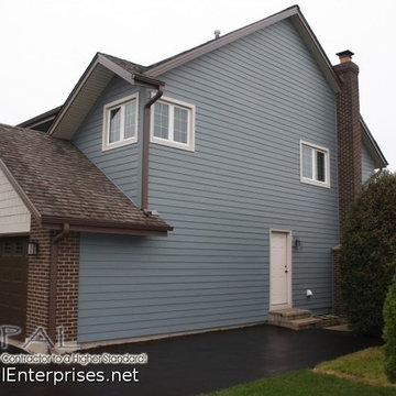 Blue Hardie Plank & White Hardie Shake Siding in Westmont