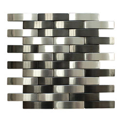 Silver and Black Stainless Steel Subway Style Mosaic Tiles - Home Accessories & Decor