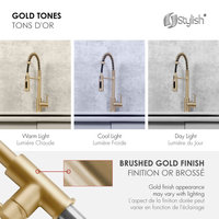 STYLISH Milano Pull-Down Kitchen Faucet with water filter, Stainless Steel., Brushed Gold