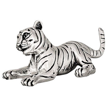 Silver Tiger Cub Sculpture Playing A51