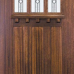 Slab Single Door 80 Wood Mahogany Craftsman 3 Panel 6 Lite TDL Glass - Front Doors