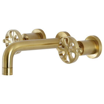 KS8127RX Belknap Two-Handle Wall Mount Bathroom Faucet, Brushed Brass